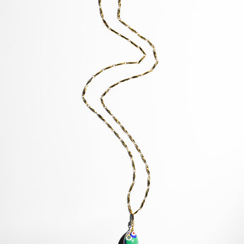Katerina Psoma Easter Murano Egg with Gold plated chain murrina green