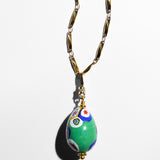 Katerina Psoma Easter Murano Egg with Gold plated chain murrina green