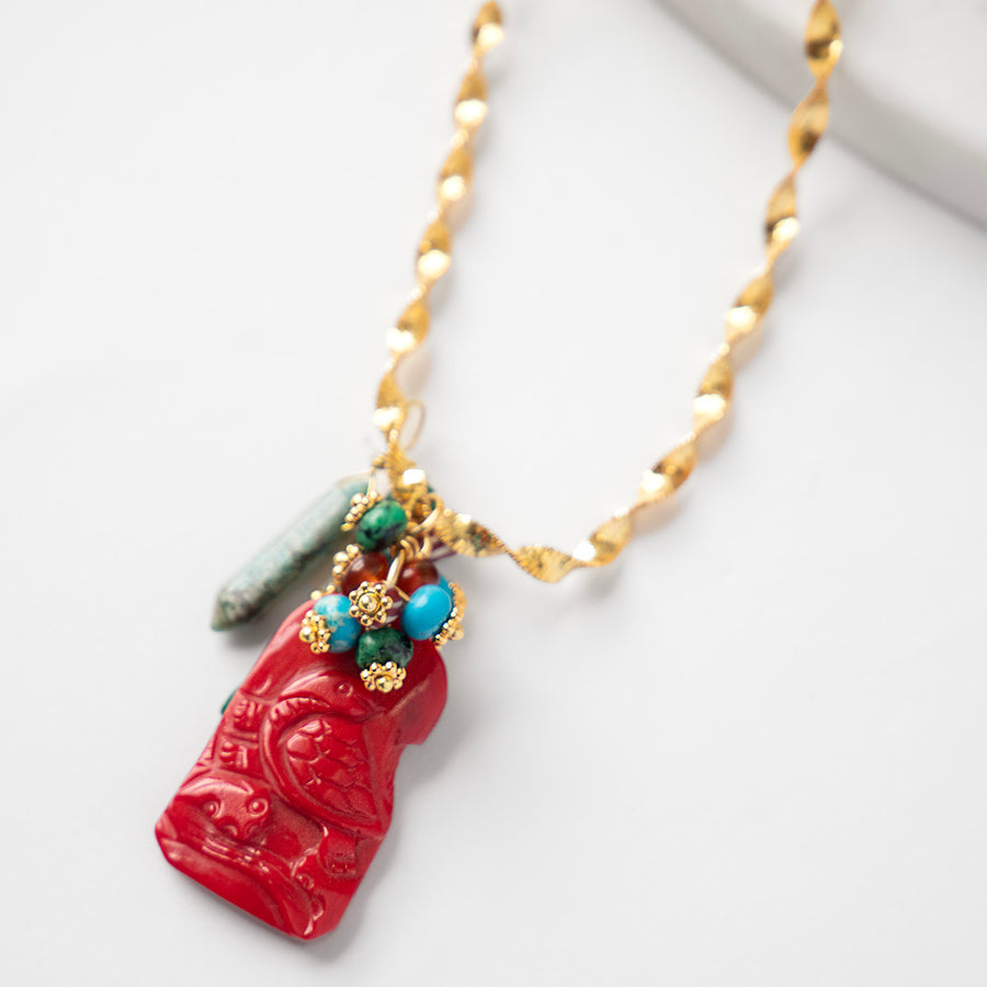 Katerina Psoma Red Coral Chain Necklace gold plated chain