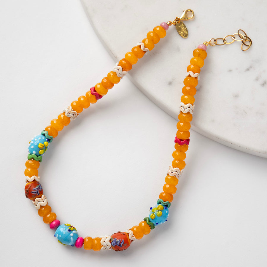 Katerina Psoma Amalia Yellow Short Necklace for Summer