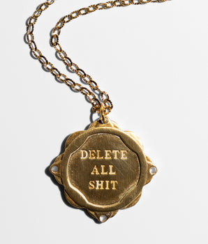 Katerina Psoma gold plated short chain necklace with a charm delete all  shit