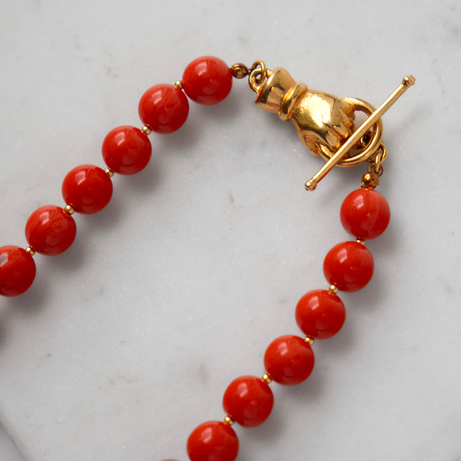 Katerina Psoma Coral Necklace gold plated closure