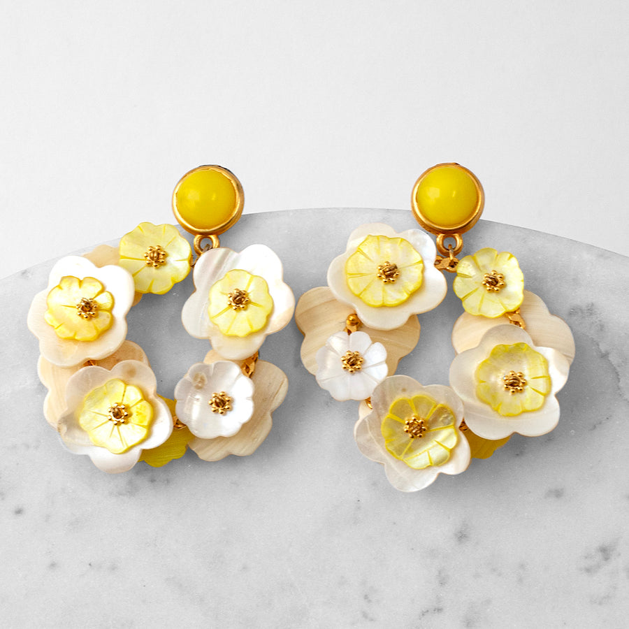 Marian White Flower Hoops