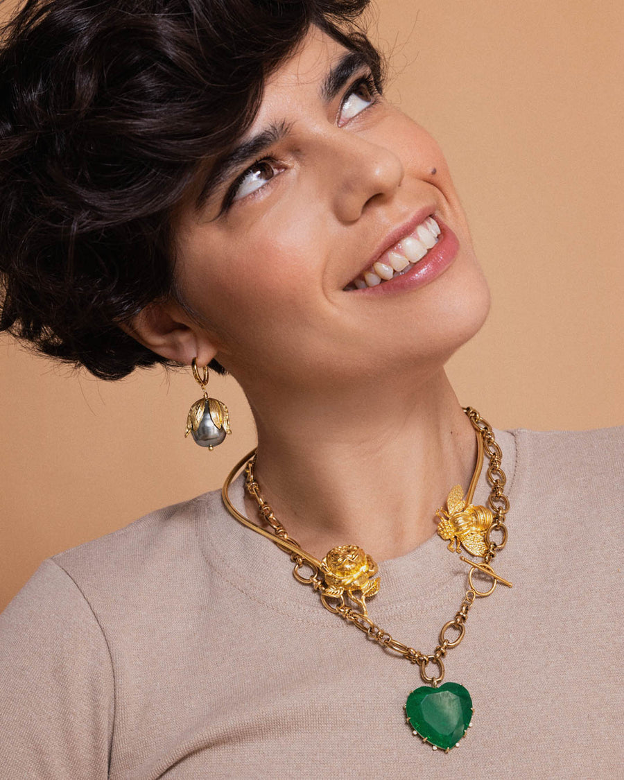 Amore Necklace with Green Heart