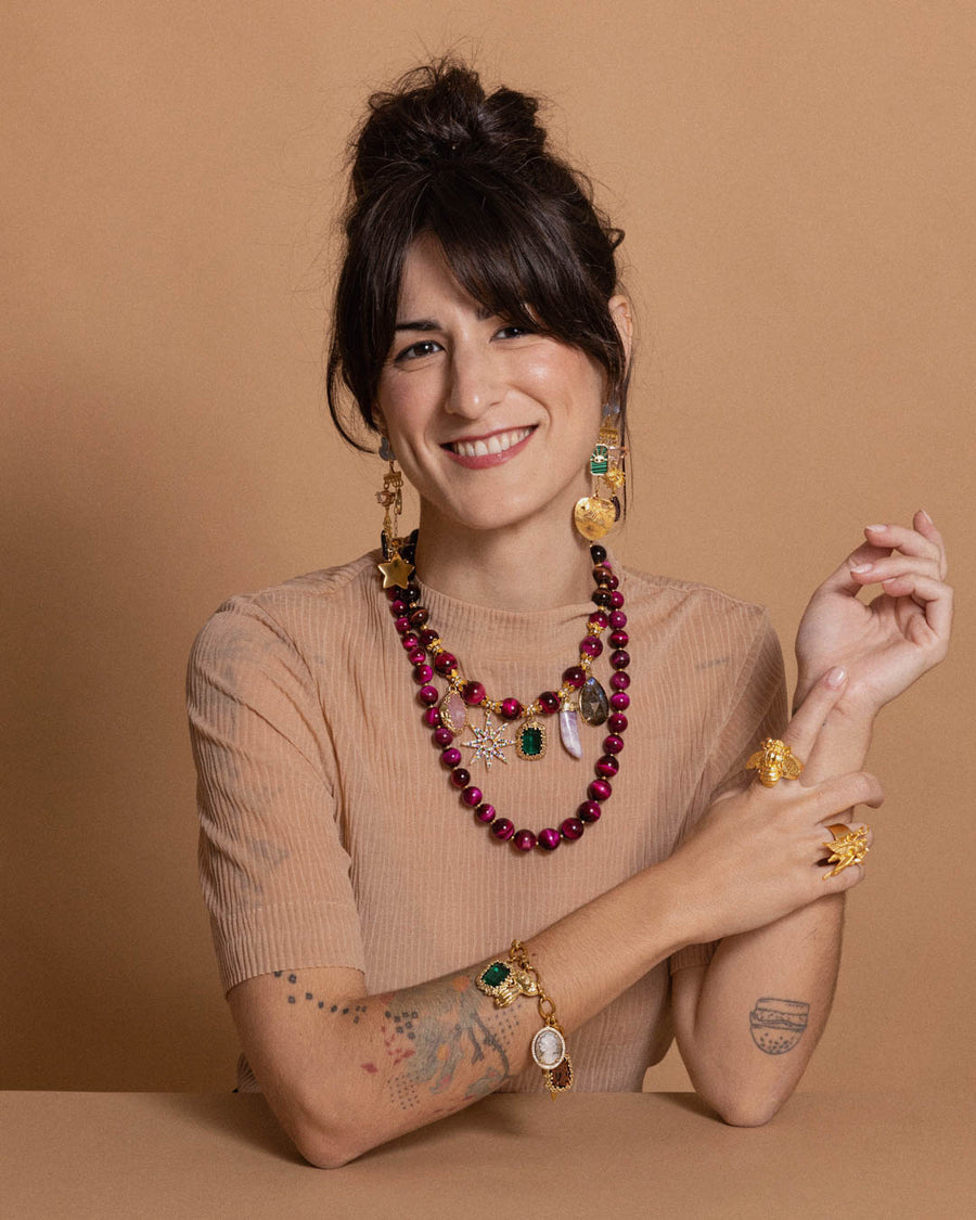 Claudia Red Necklace with Charms