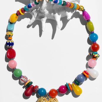 Katerina Psoma Memphis Multicolor Necklace with Metal Heart
