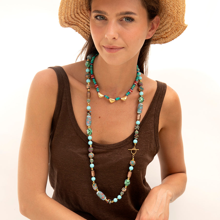 Katerina Psoma Rosalba Bead Necklace in Light Blue