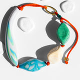 katerina psoma green and beige murano beads necklace