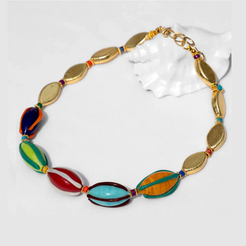 Katerina Psoma Amalia Short Necklace with Murano and gold plated metal beads