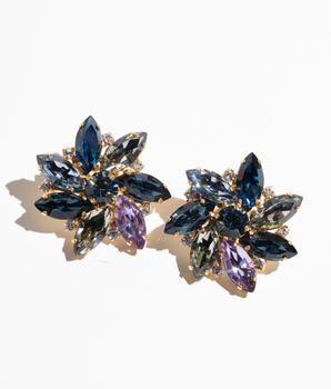 Katerina Psoma Pair of clip earrings with multicolored blue gemstones