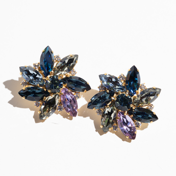 Katerina Psoma Pair of clip earrings with multicolored blue gemstones