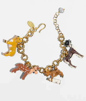 Gold charm bracelet with animal charms 