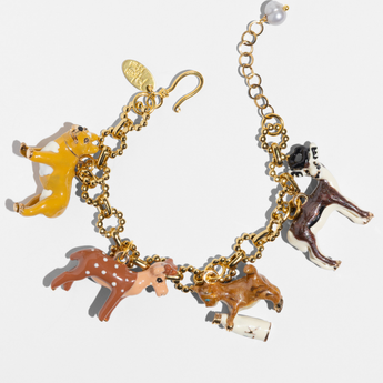 Gold charm bracelet with animal charms 