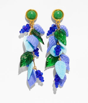 Katerina Psoma Colorful leaf-shaped earrings with blue, green, and gold elements 
