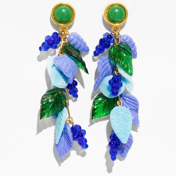 Katerina Psoma Colorful leaf-shaped earrings with blue, green, and gold elements 
