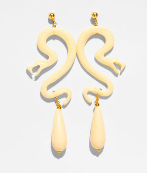 Katerina Psoma Pair of ivory snake-shaped earrings 
