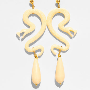 Katerina Psoma Pair of ivory snake-shaped earrings 