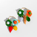 Katerina Psoma Colorful hoop earrings with floral and fruit designs 