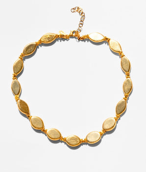 Katerina Psoma Gold necklace with oval-shaped beads