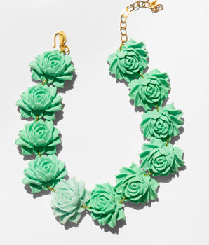 katerina psoma Short Necklace with turquoise resin roses