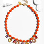 Katerina Psoma Coral bead and crystal charm short necklace