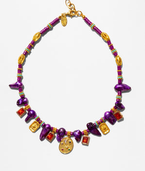 Katerina Psoma Purple Pearl Short Necklace