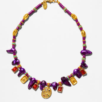 Katerina Psoma Purple Pearl Short Necklace