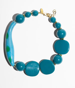 Katerina Psoma Blue short necklace with Murano glass and acrylic beads