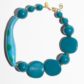 Katerina Psoma Blue short necklace with Murano glass and acrylic beads