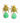 Katerina Psoma Gold beetle-shaped earrings with green teardrop stones 