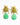Katerina Psoma Gold beetle-shaped earrings with green teardrop stones 