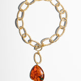 Katerina Psoma Gold chain necklace with an amber pendant 