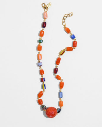 Katerina Psoma short necklace with coral and trade beads