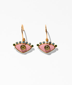 Pink Evil Eye Hoops