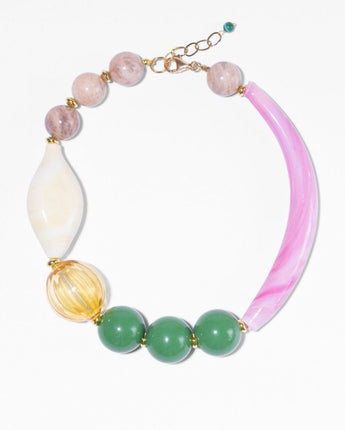 Katerina Psoma Shot ecklace made of Murano glass and semiprecious stones