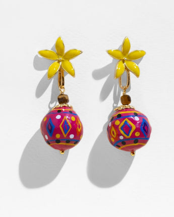 Katerina Psoma Colorful earrings with floral studs and colored beads
