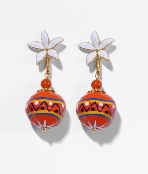 Katerina Psoma Colorful earrings with floral studs and colored beads