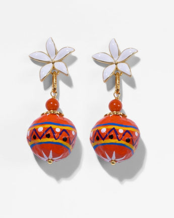 Katerina Psoma Colorful earrings with floral studs and colored beads