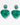 Katerina Psoma Pair of green heart earrings with turquoise stones 