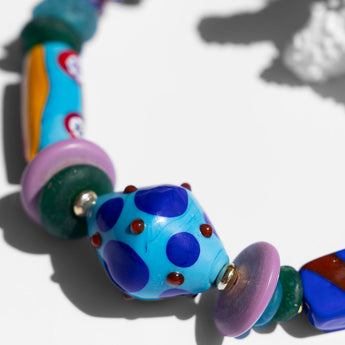 Katerina Psoma Blue Short Necklace with murano and trade beads
