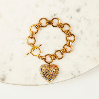 Katerina Psoma Gold Plated Bracelet with Charm gold plated brass chain toggle closure