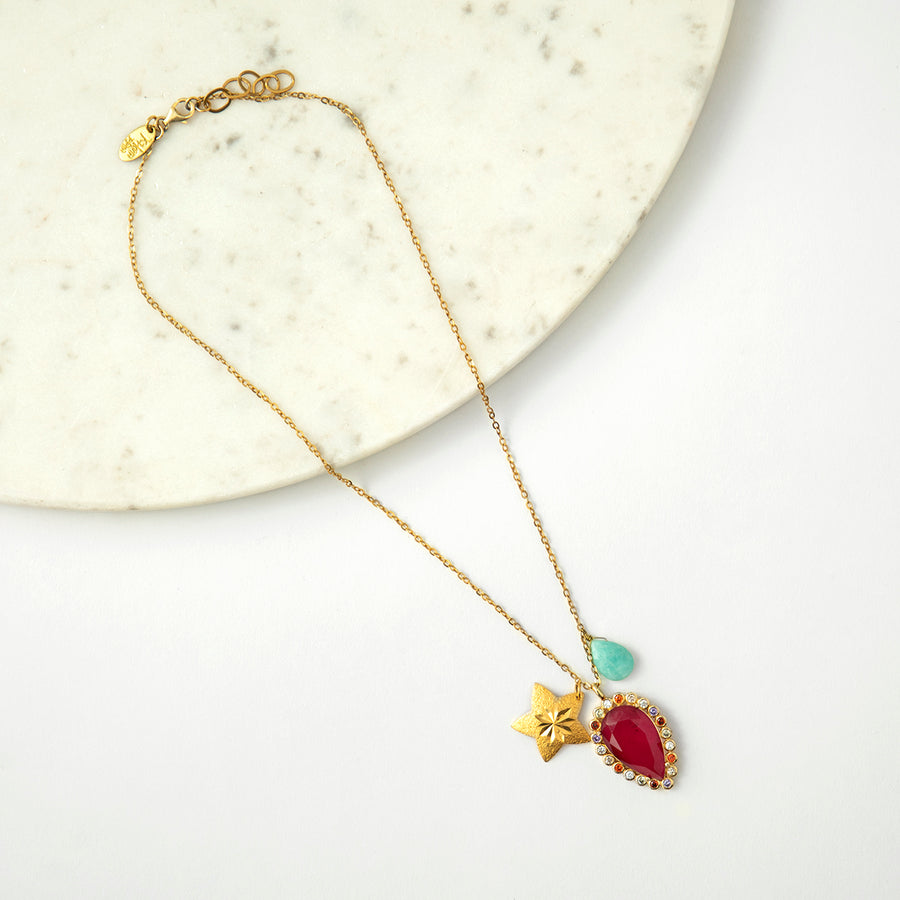 Katerina Psoma Short Charm Necklace faceted agate