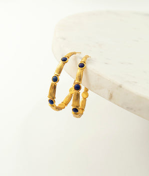 Katerina Psoma Bamboo Hoops with Lapis Lazuli