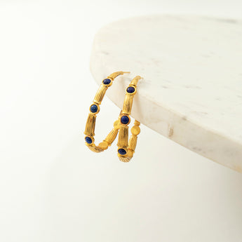 Katerina Psoma Bamboo Hoops with Lapis Lazuli
