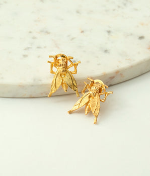 Katerina Psoma Wasp Metal Clip Earrings costume jewelry