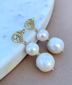 Diana White Pearl Earrings