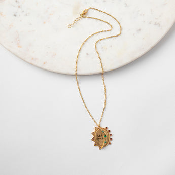 Katerina psoma good luck charm pendant engraved gold plated brass and 925 silver and semiprecious carnelian detail