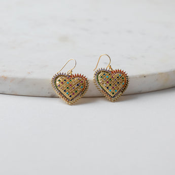 Katerina Psoma Dangle Earrings with Metal Hearts crystals