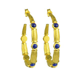 Katerina Psoma Bamboo Hoops with Lapis Lazuli gold plated