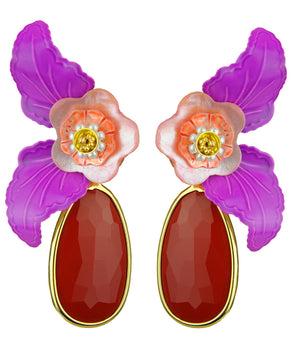 Katerina Psoma  Violet Earrings with Red Drops